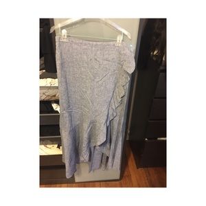 Blue ruffled maxi skirt